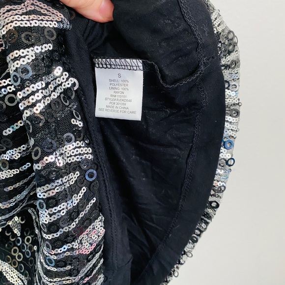 Romeo Juliet Couture • Sexy Sequence Black & Silver Mini Party Dress - Picture 7 of 12